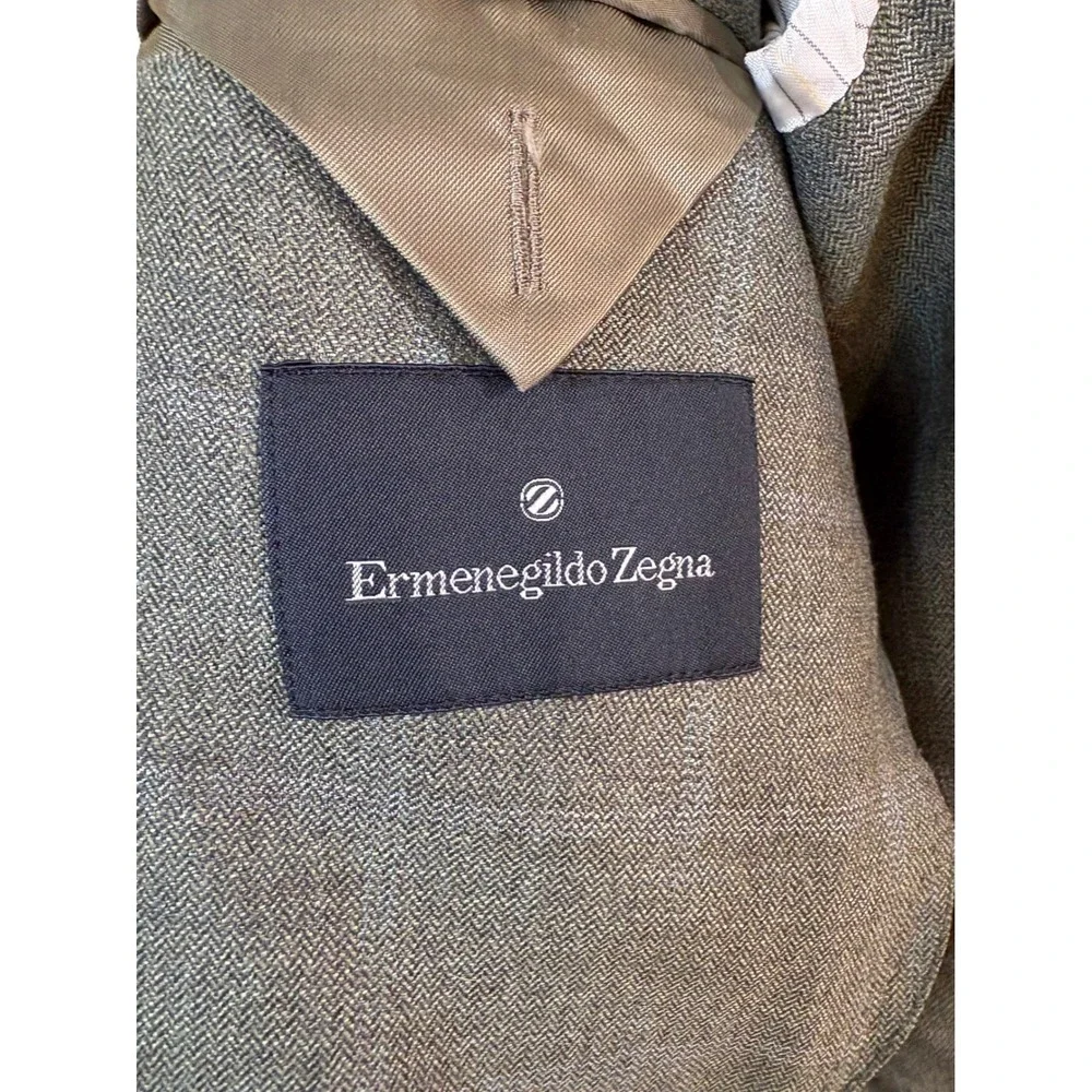 Ermenegildo Zegna Sport Coat Mens 50R Green Vintage Wool Windowpane